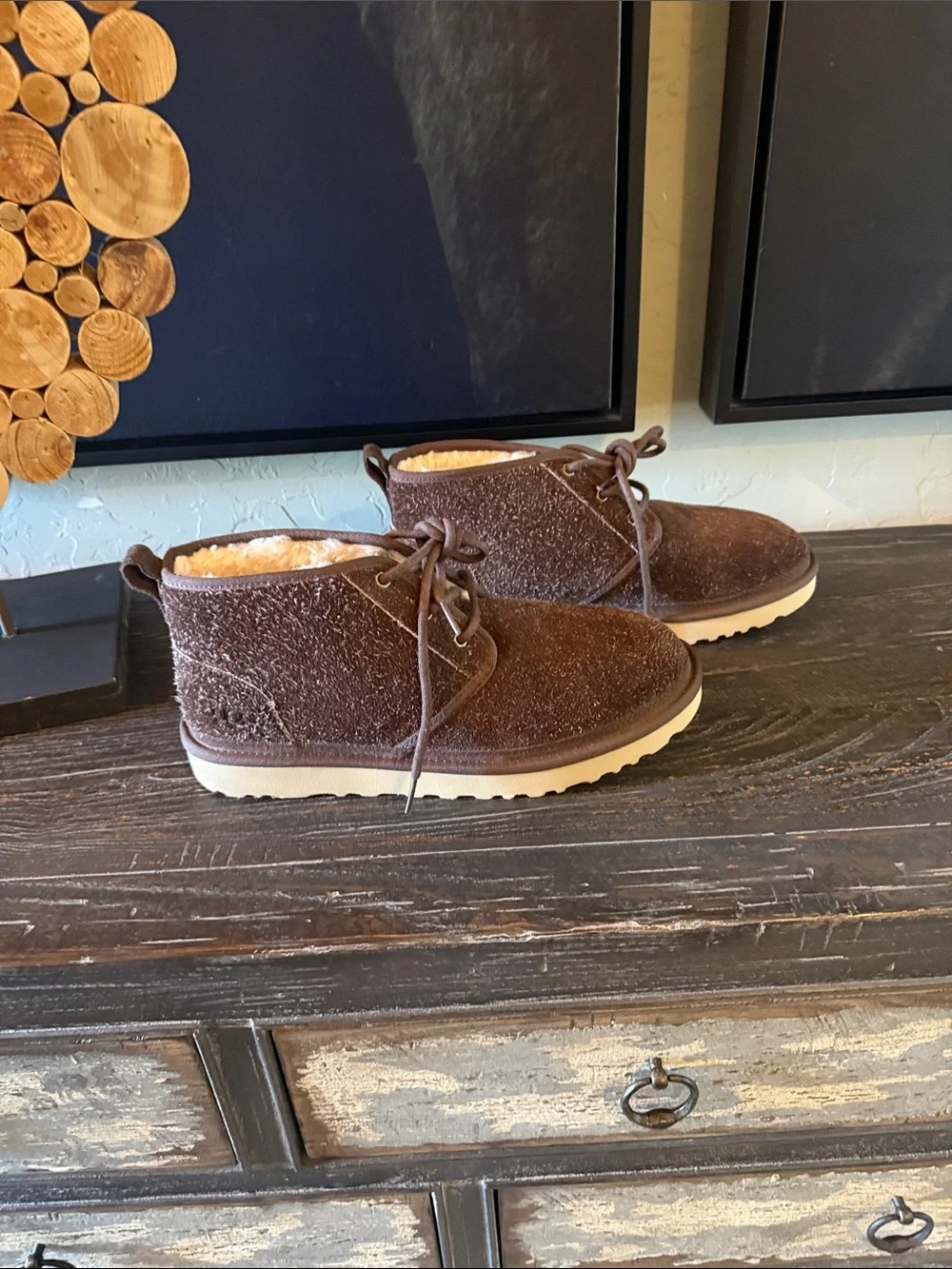 UGG Men's Chocolate Brown Suede Chukka Boot with Cream Sole